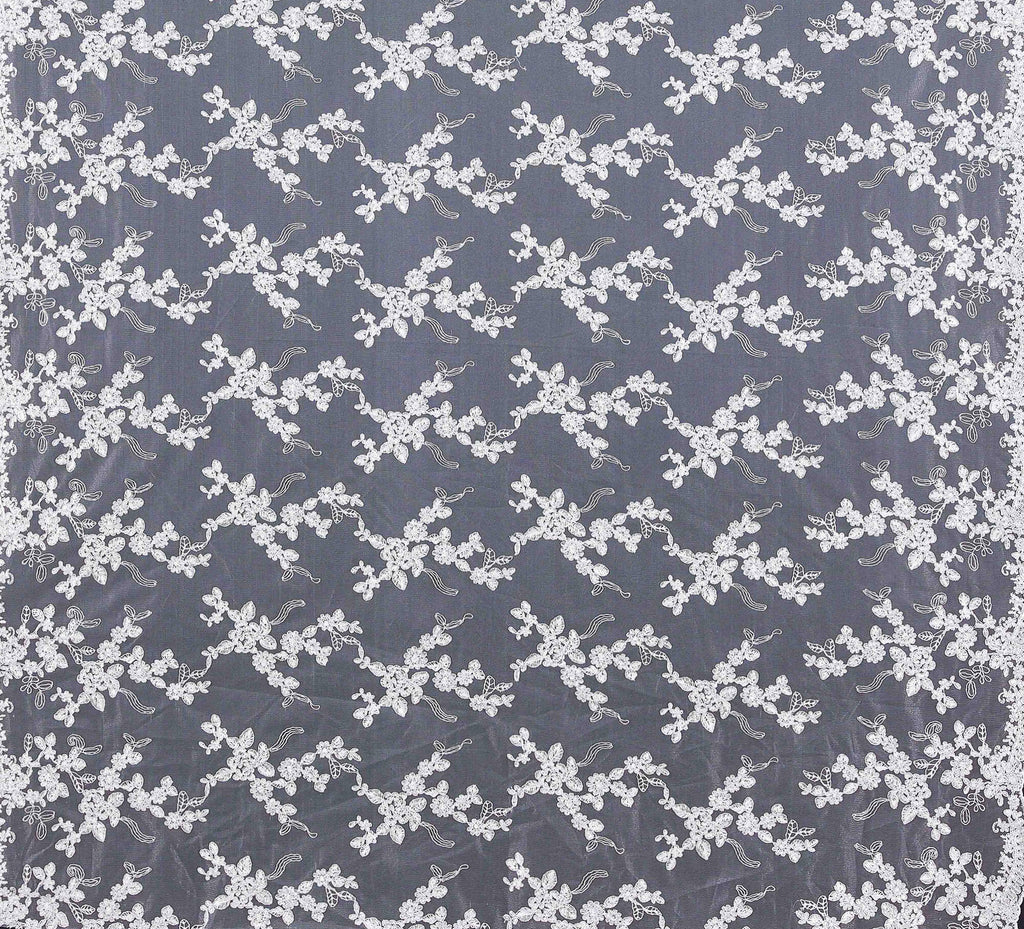 IVORY/SILVER | 24727 - PARIS METALLIC CORDED EMBROIDERY - Zelouf Fabrics