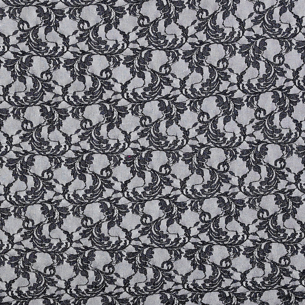 BLACK | 24734-GLITTER - EMMY BOTANICAL STRETCH GLITTER LACE - Zelouf Fabrics