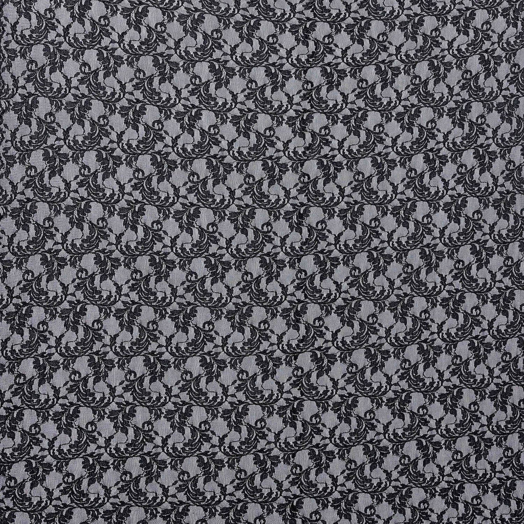 EMMY BOTANICAL STRETCH LACE  | 24734 BLACK - Zelouf Fabrics