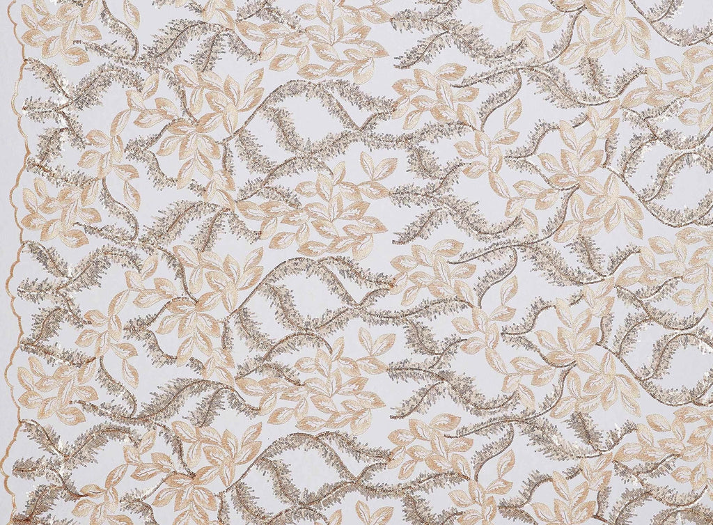 GOLD COMBO | 24774 - ODETTE SEQUIN EMBROIDERY LACE MESH - Zelouf Fabrics