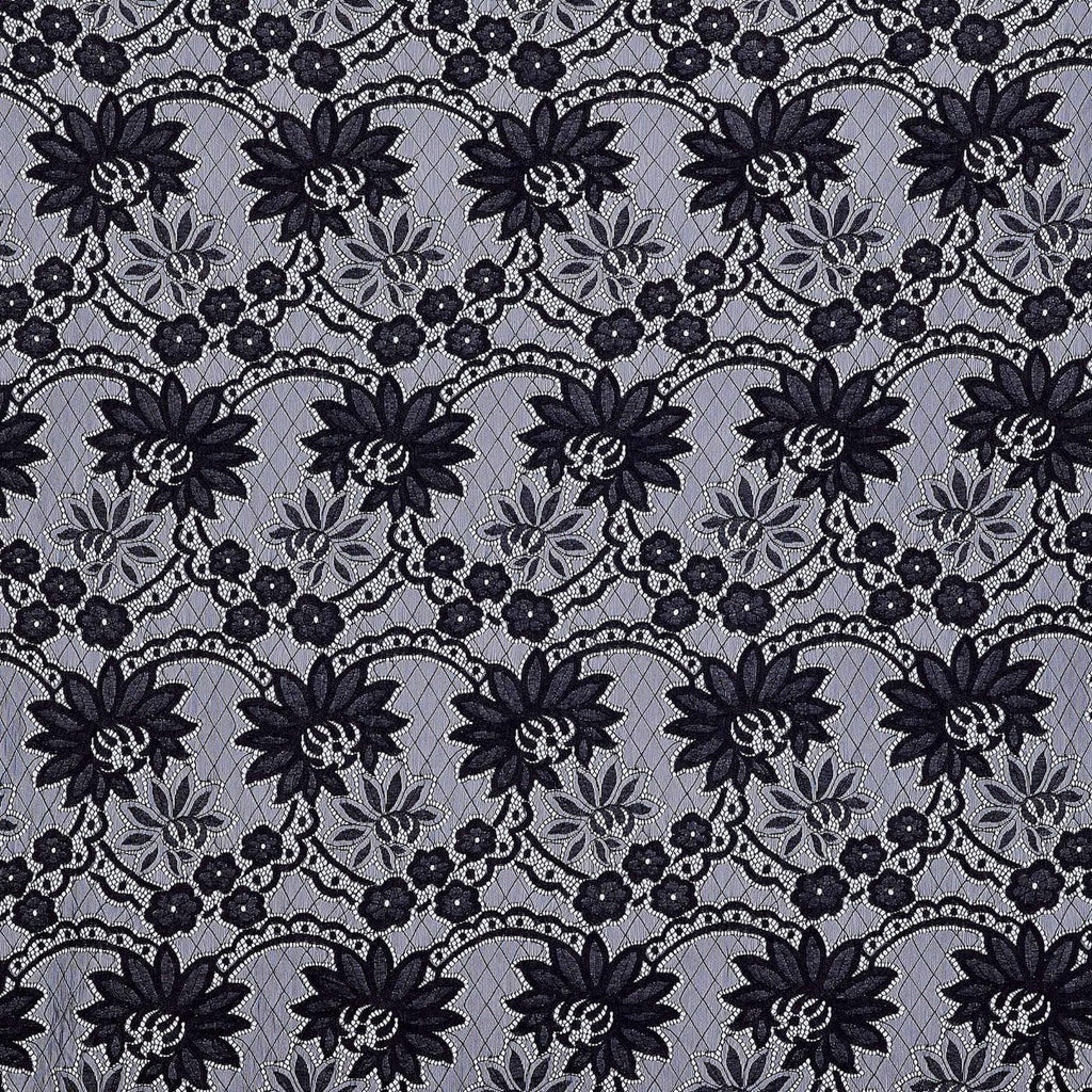 BLACK | 24780 - MATILDA FLORAL MEDALLION LACE - Zelouf Fabrics