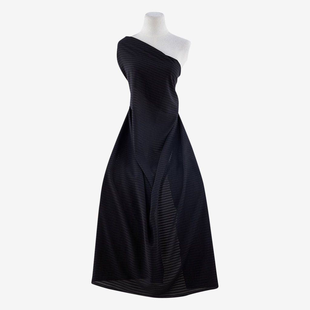 BLACK | 24781 - RUSH SHADOW STRIPE CREPE CHIFFON - Zelouf Fabrics