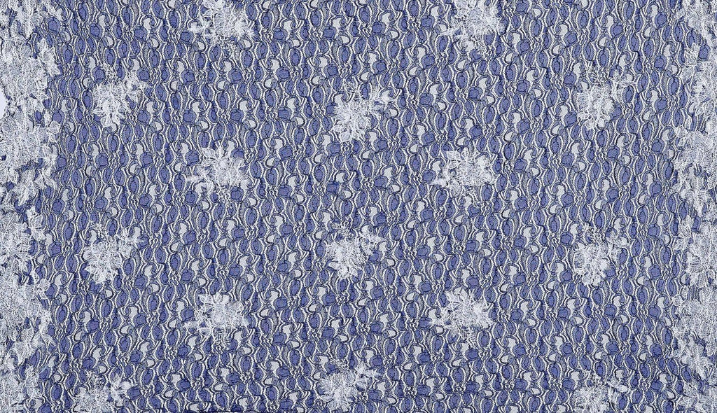 NAVYBLISS/WHITE | 24789 - KAI SWING DOUBLE BORDER EMBROIDERY STRETCH LACE - Zelouf Fabrics