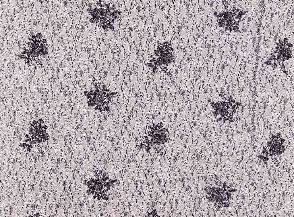 KAI SWING DOUBLE BORDER EMBROIDERY STRETCH LACE  | 24789 QUARTZ/BLACK - Zelouf Fabrics