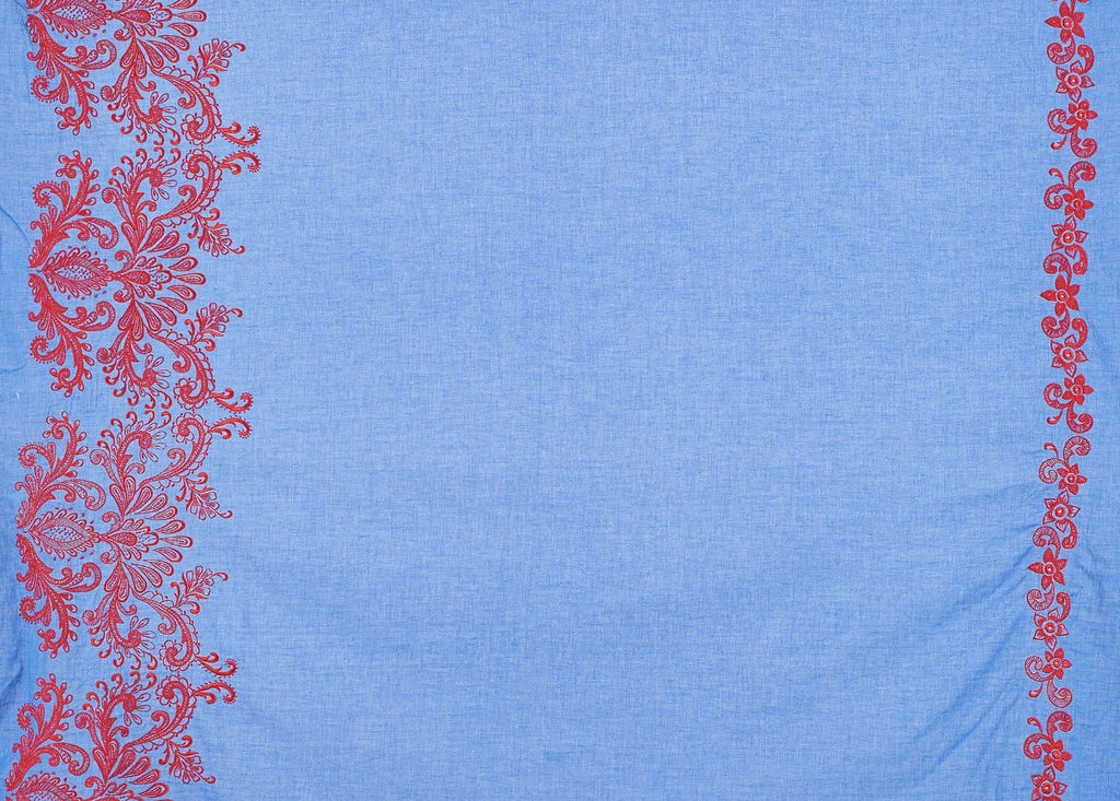WILD HAVEN EMBROIDERY COTTON VOILE  | 24790 PERI/CORAL - Zelouf Fabrics