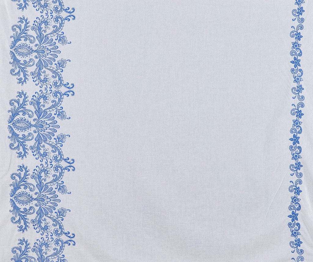 WILD HAVEN EMBROIDERY COTTON VOILE  | 24790 WHITE/PERI - Zelouf Fabrics