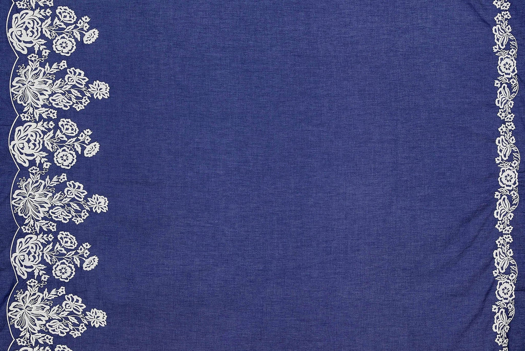 LUELLA EMBROIDERY COTTON VOILE  | 24800 NAVY BLISS/IVORY - Zelouf Fabrics