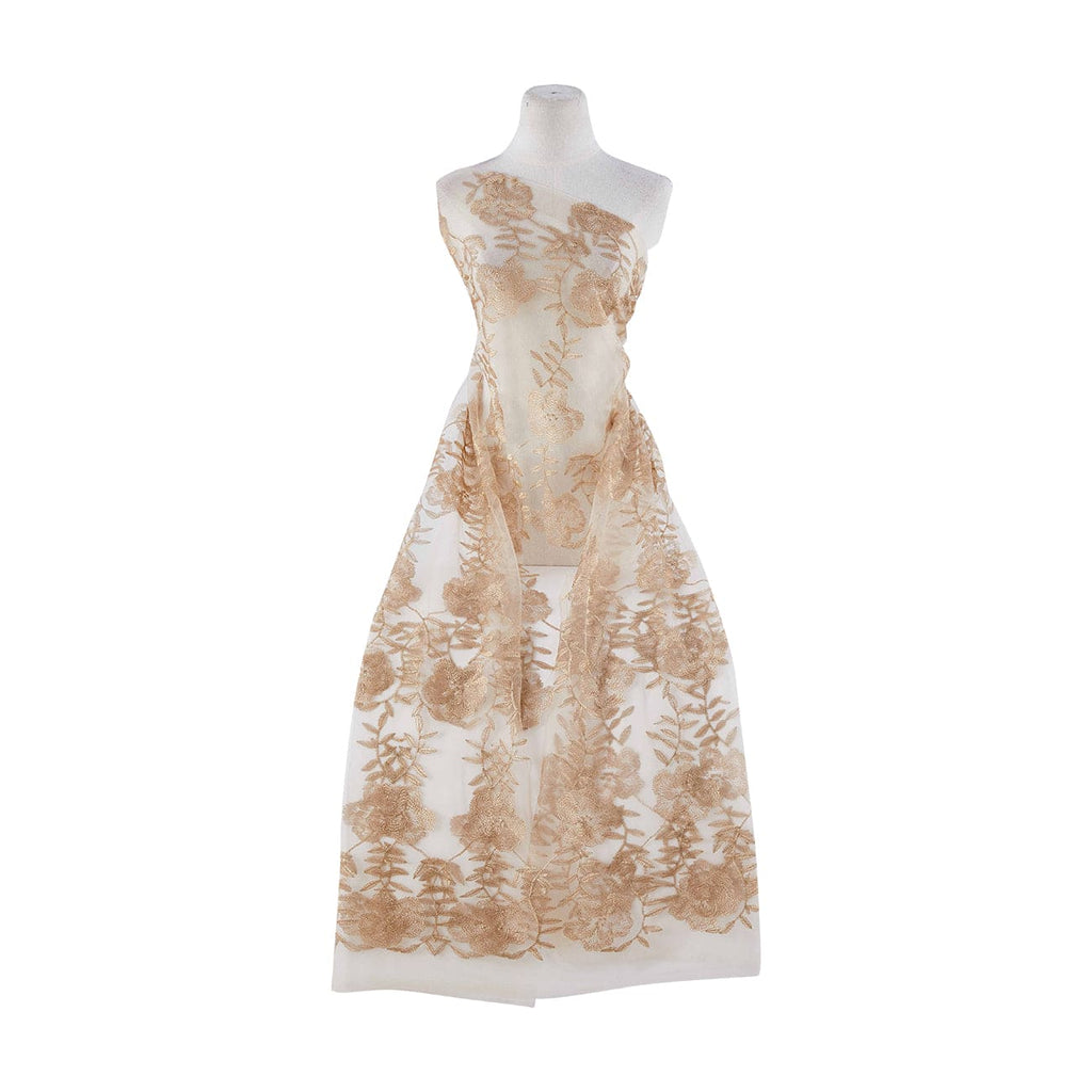 SAND MIST/GOLD | 24828 - MECHIC METALLIC EMBROIDERY MESH - Zelouf Fabrics