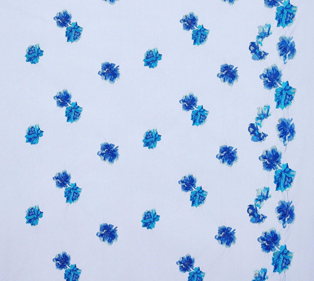 GINGER FLORAL SINGLE BOARDER EMBROIDERY MESH  | 24844-MESH NAVY COMBO - Zelouf Fabrics