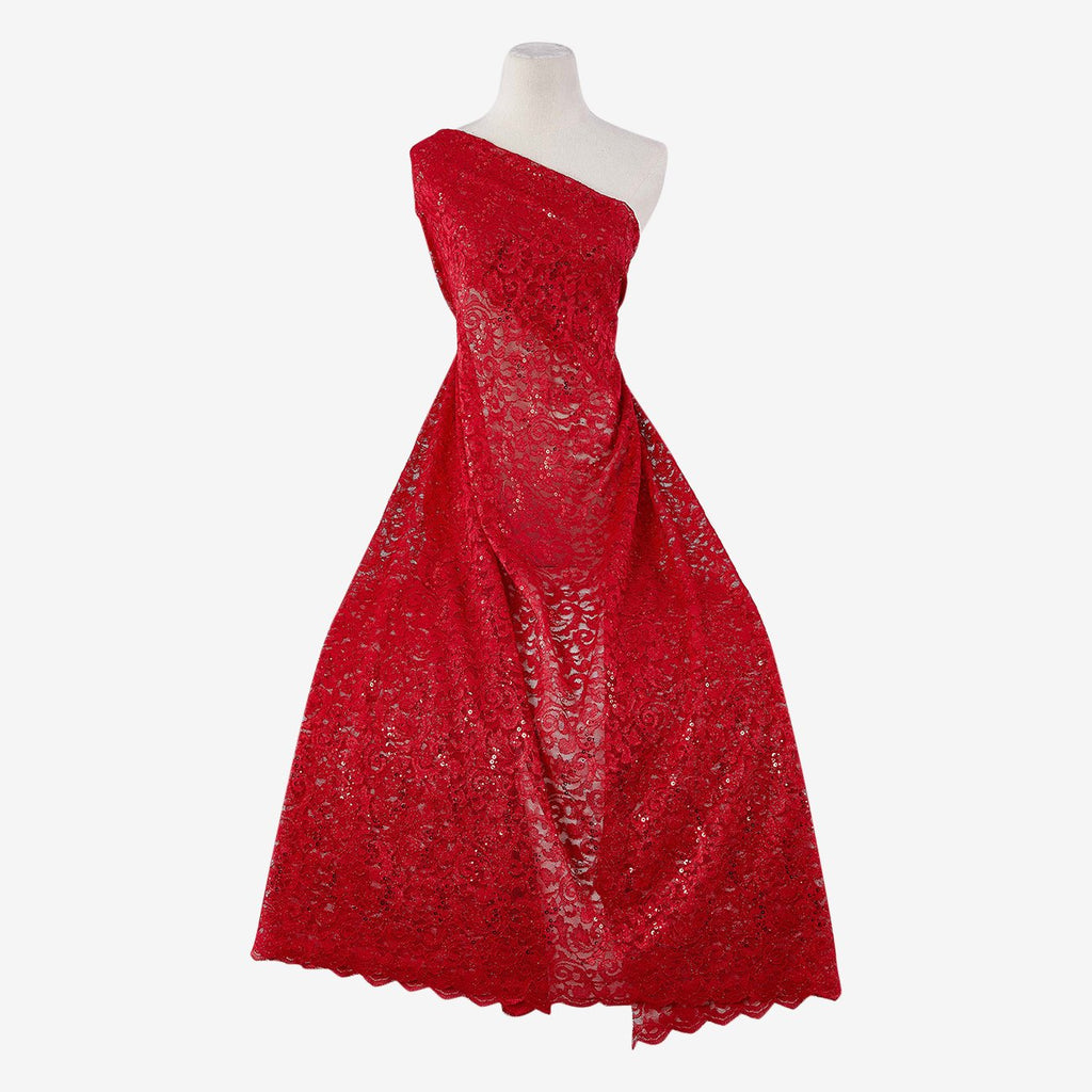 ARRESTING RED | 24866-GLITRANS-RED - COCO STONEY LACE GLITTER TRANS - Zelouf Fabrics