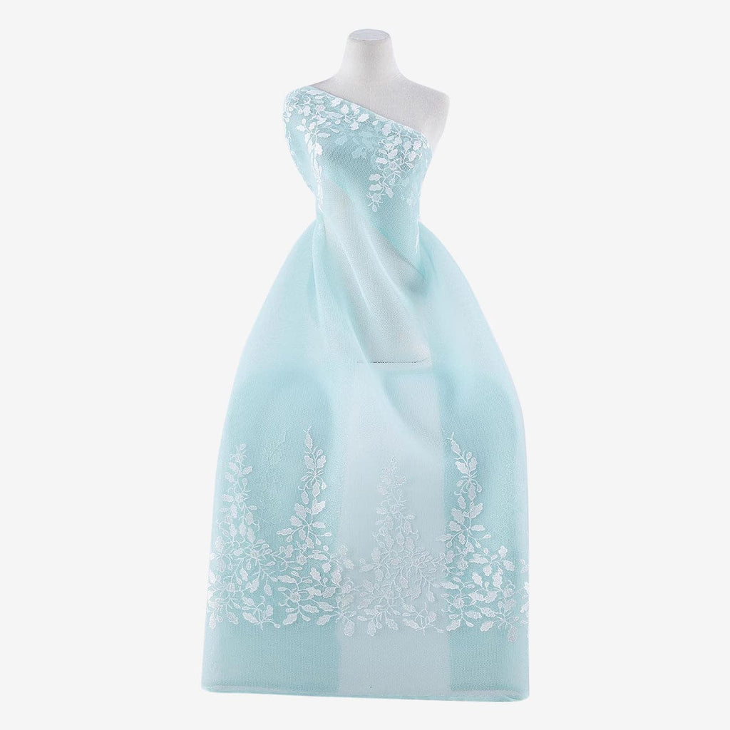 AQUA BLISS | 24881 - ROSEBUD DOUBLE BORDER EMBROIDERY 3D MESH - Zelouf Fabric