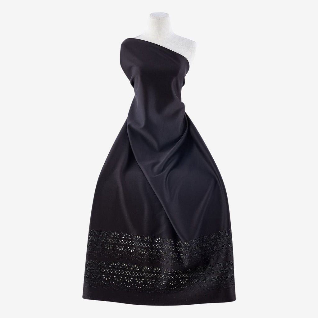 BLACK/BLACK | 24886-5566 - BRIGHT SPLASH EYELET BORDER SCUBA - Zelouf Fabric