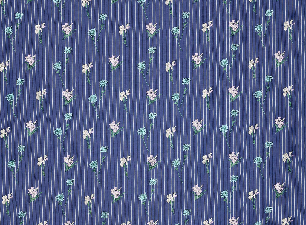 LILAC/NAVY | 24892 - MARILLA EMBROIDERY STRIPED YARNDYE POPLIN - Zelouf Fabrics