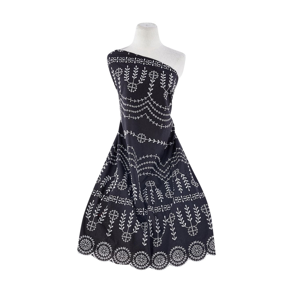 BLACK/WHITE | 24894 - GUARDIAN ALL OVER EYELET EMBROIDERY COTTON - Zelouf Fabrics