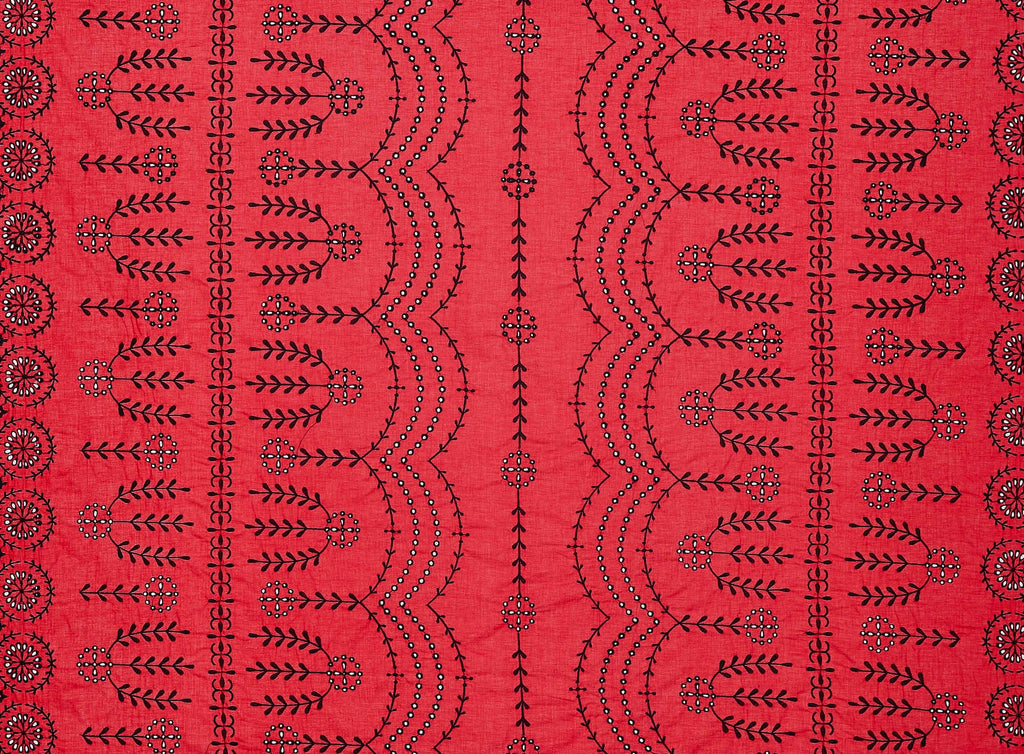 GUARDIAN ALL OVER EYELET EMBROIDERY COTTON  | 24894 CHERRY/BLACK - Zelouf Fabrics