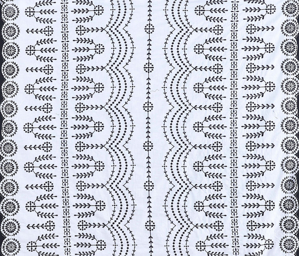 WHITE/BLACK | 24894 - GUARDIAN ALL OVER EYELET EMBROIDERY COTTON - Zelouf Fabric