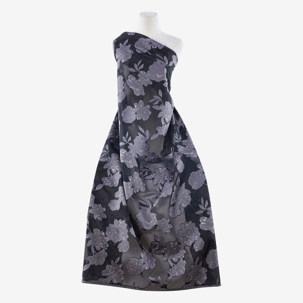 STEEL/BLACK | 24898-SM - TRES RICHE SMALL ORGANZA JACQUARD LUREX - Zelouf Fabric
