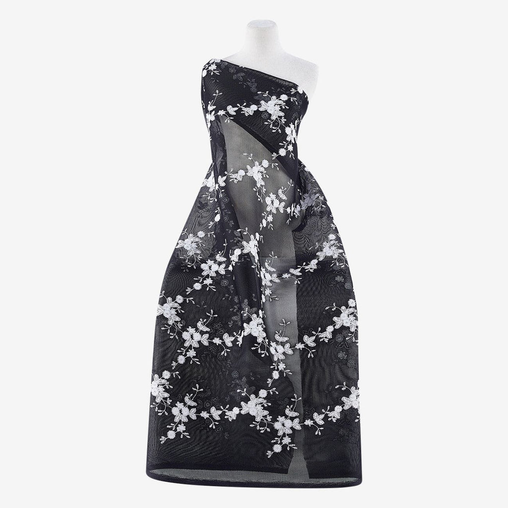BLACK/IVORY | 24899 - LITTLE FLOWER SANDWICH MESH - Zelouf Fabric