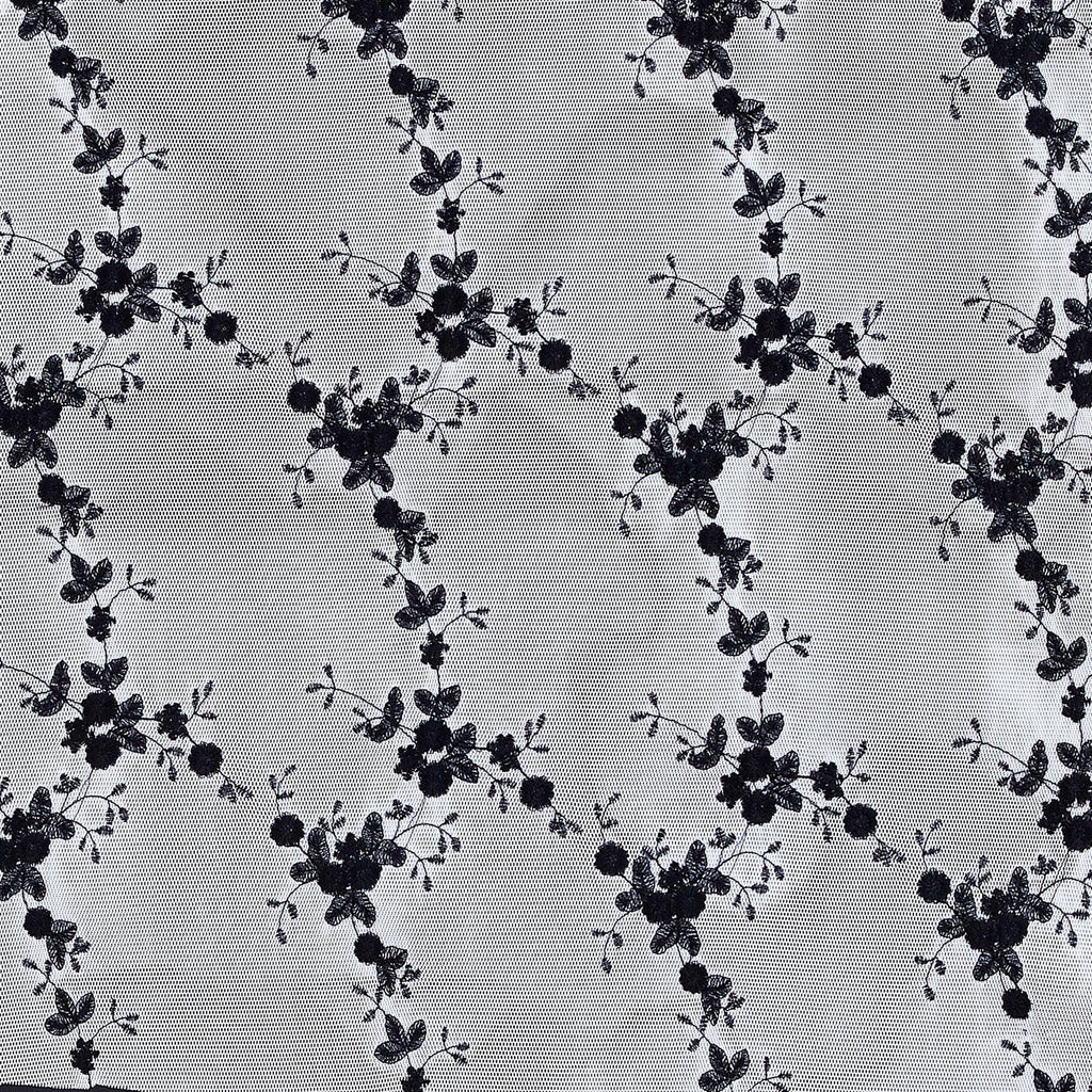 WHITE/BLACK | 24899 - LITTLE FLOWER SANDWICH MESH - Zelouf Fabric