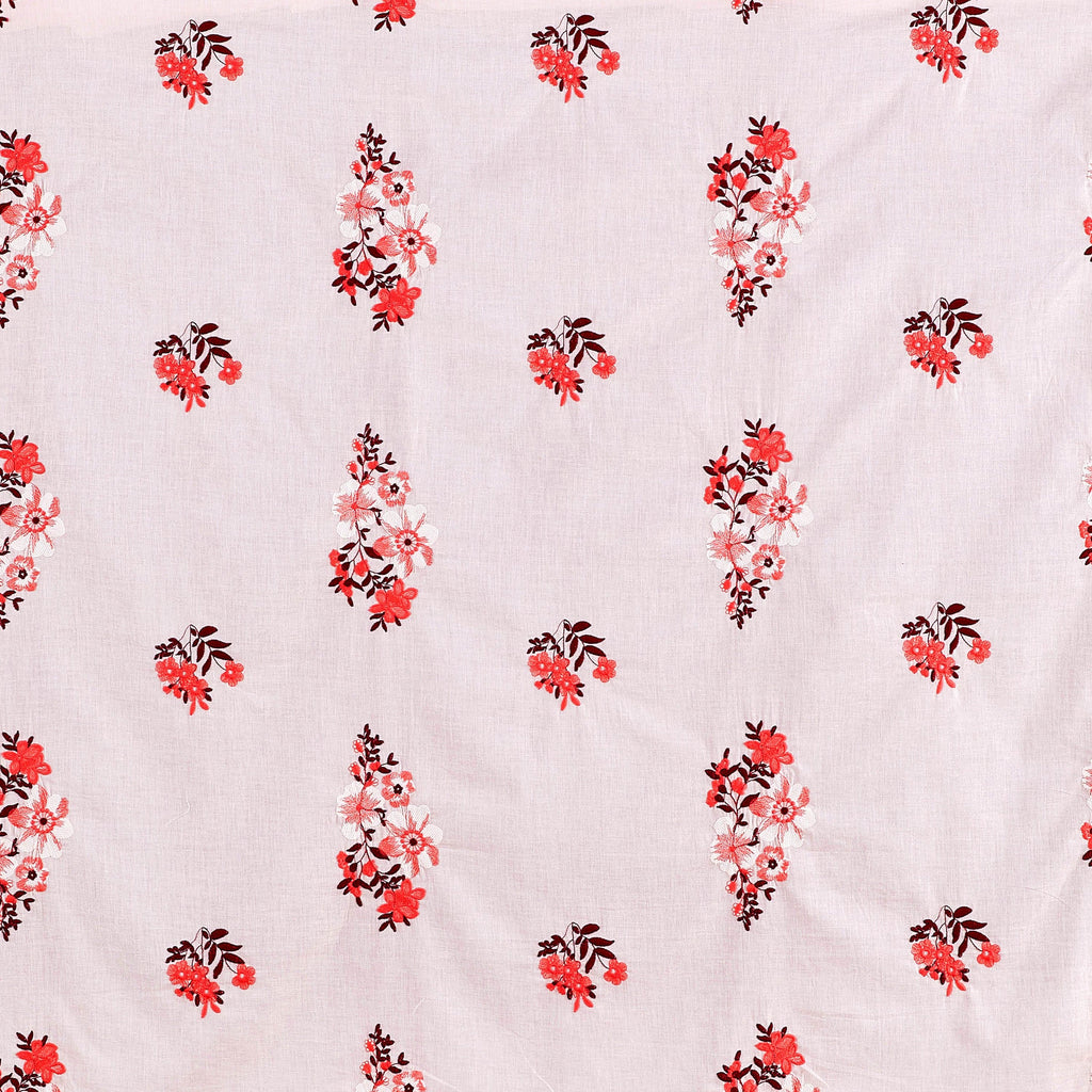 ALL OVER EMBROIDERY  | 24900 BLOSSOMBLISS/CORAL - Zelouf Fabrics