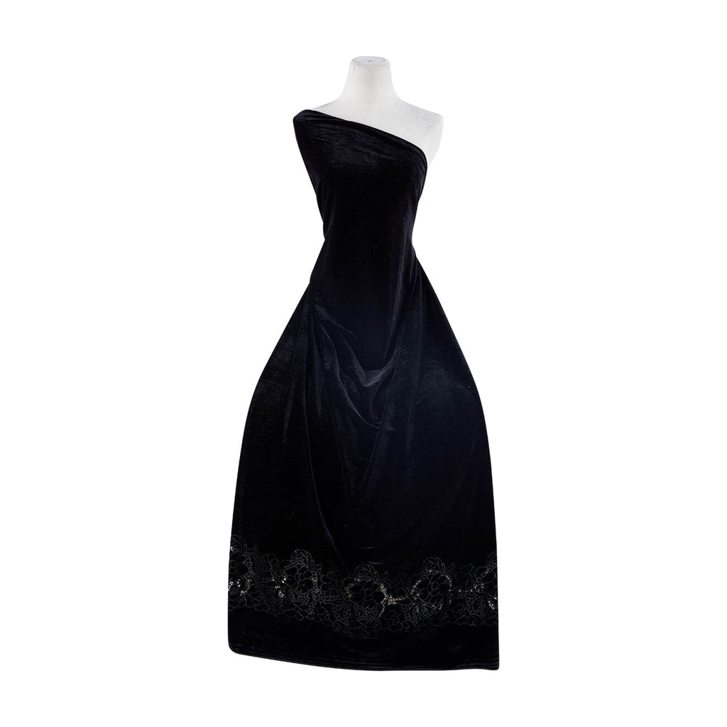 BLACK | 24910 - FX SINGLE BORADER VELVET EYELET EMBROIDERY - Zelouf Fabrics