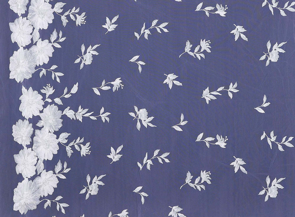 LAVENDER | 24912 - CREW LARGE FLORAL EMBROIDERY SINGLE BORDER - Zelouf Fabrics