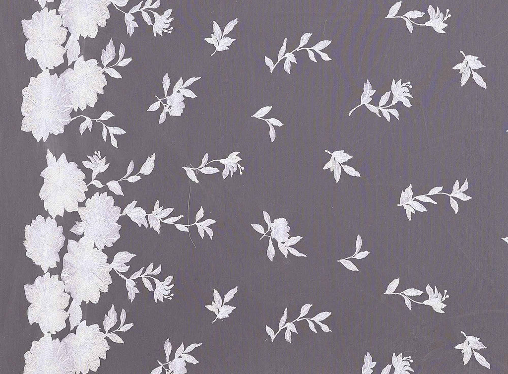 LILAC | 24912 - CREW LARGE FLORAL EMBROIDERY SINGLE BORDER - Zelouf Fabrics