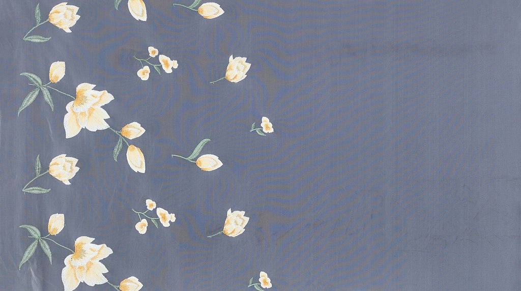 PUFF LARGE FLORAL EMBROIDERY  | 24913 ECRU/YELLO - Zelouf Fabrics