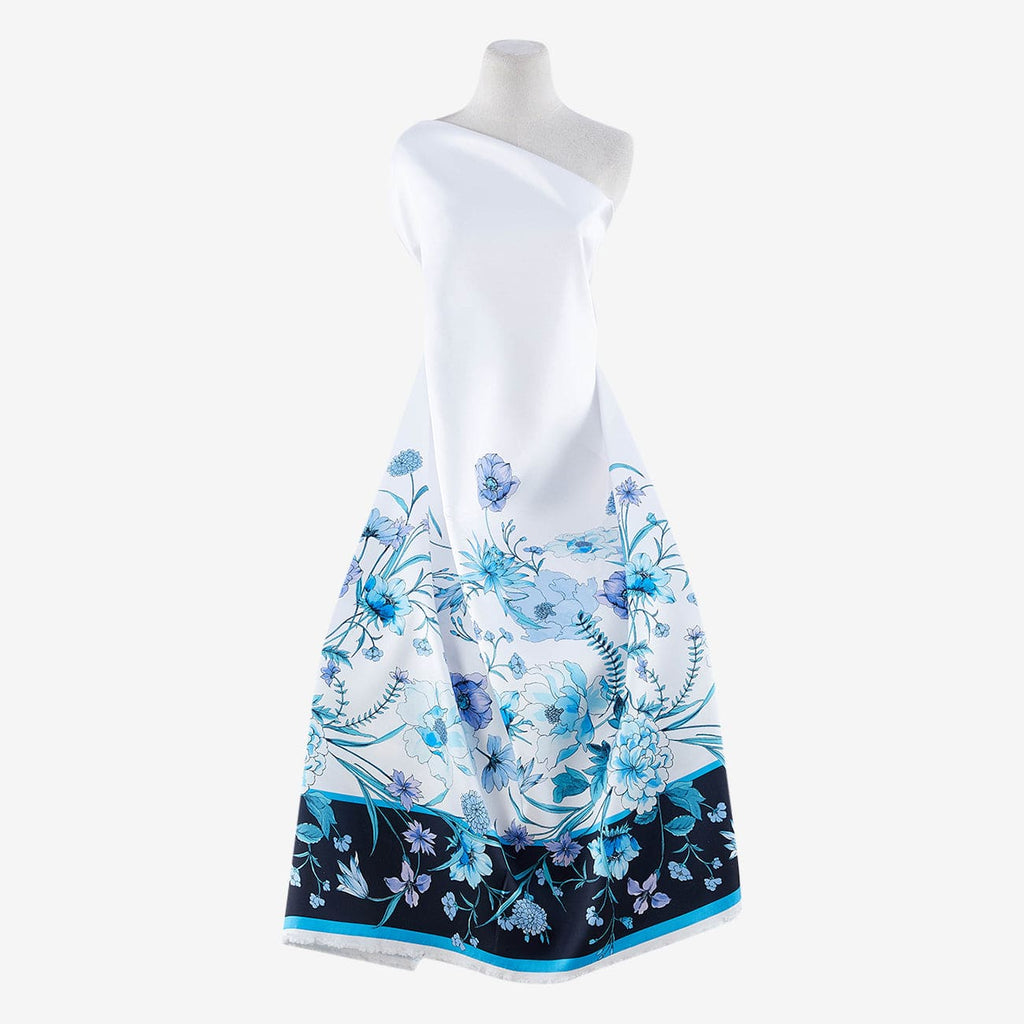 SWEET CLOUDS SINGLE BORDER MIKADO  | 24947-4765DP BLUE COMBO - Zelouf Fabrics