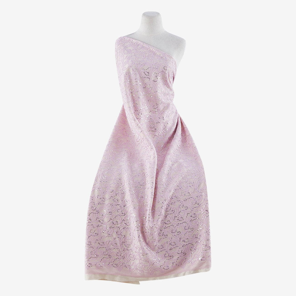 SWIRL LEAF BONDED LACE SEQUINS  | 24967-BONDSEQUI ROSE BLISS - Zelouf Fabrics