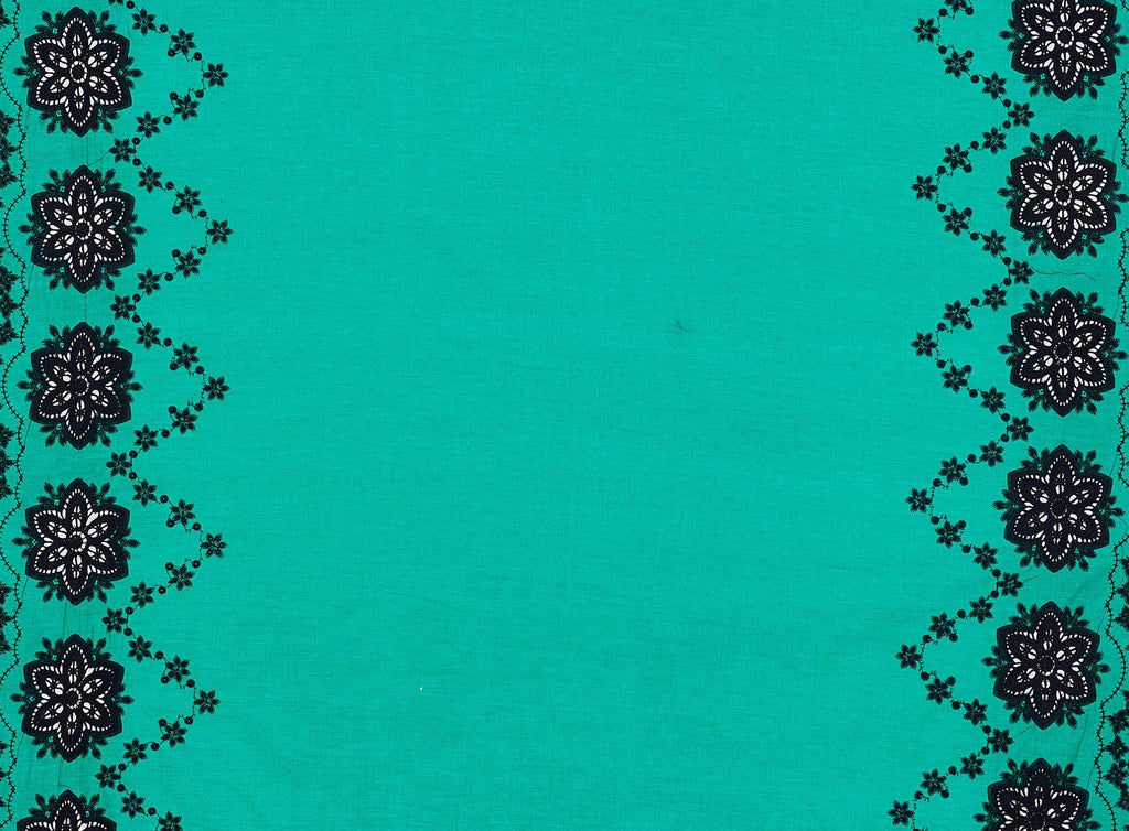 GREEN BLISS | 24979 - SPARKLE EYELET EMBROIDERY SINGLE BORDER - Zelouf Fabrics