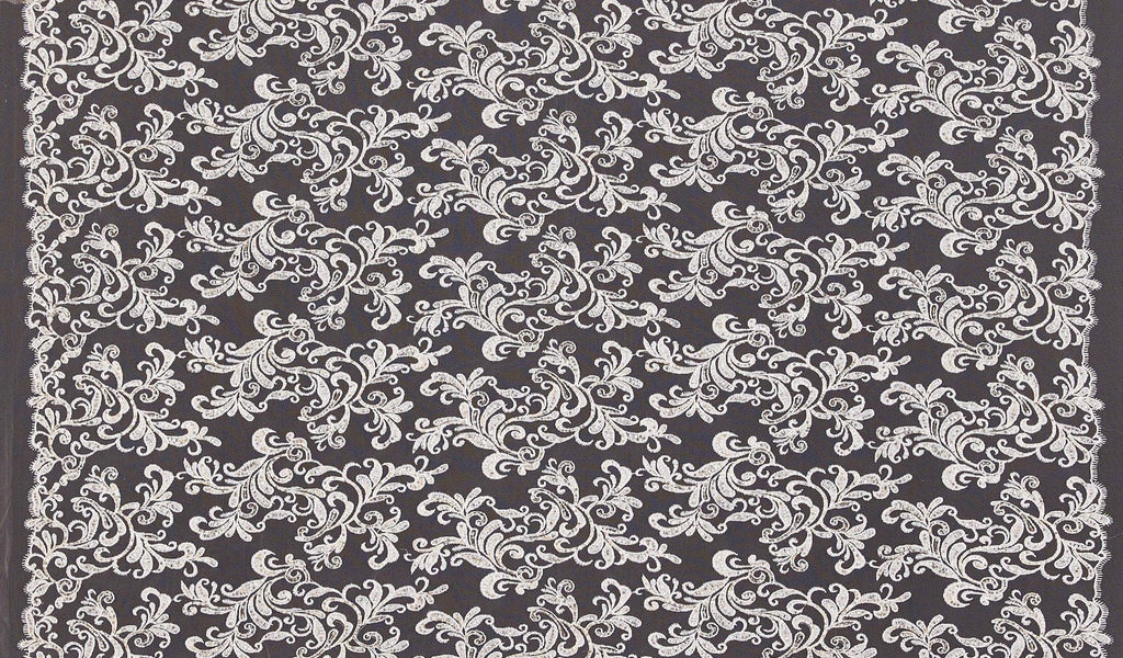 SWIRL VINE SEQUIN EMBROIDERY MESH  | 24991  - Zelouf Fabrics