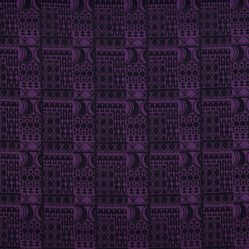 BLACK/PLUM | 25005-5670 - CACUSO SCUBA CREPE JACQUARD - Zelouf Fabric