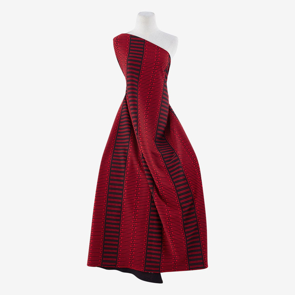 CACOLO SCUBA CREPE JACQUARD  | 25006-5670 RED/BLACK - Zelouf Fabrics