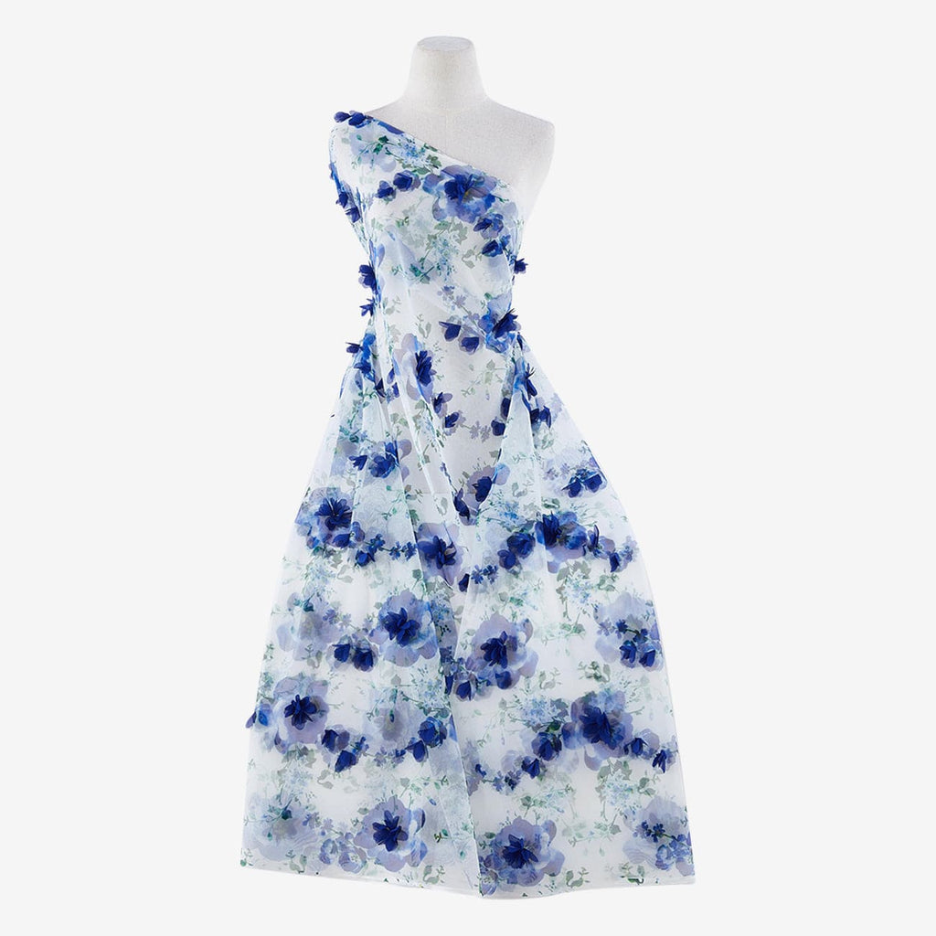 BREEZE 3D FLOWER PRINT MESH 57'  | 25007DP BLUE MIST - Zelouf Fabrics