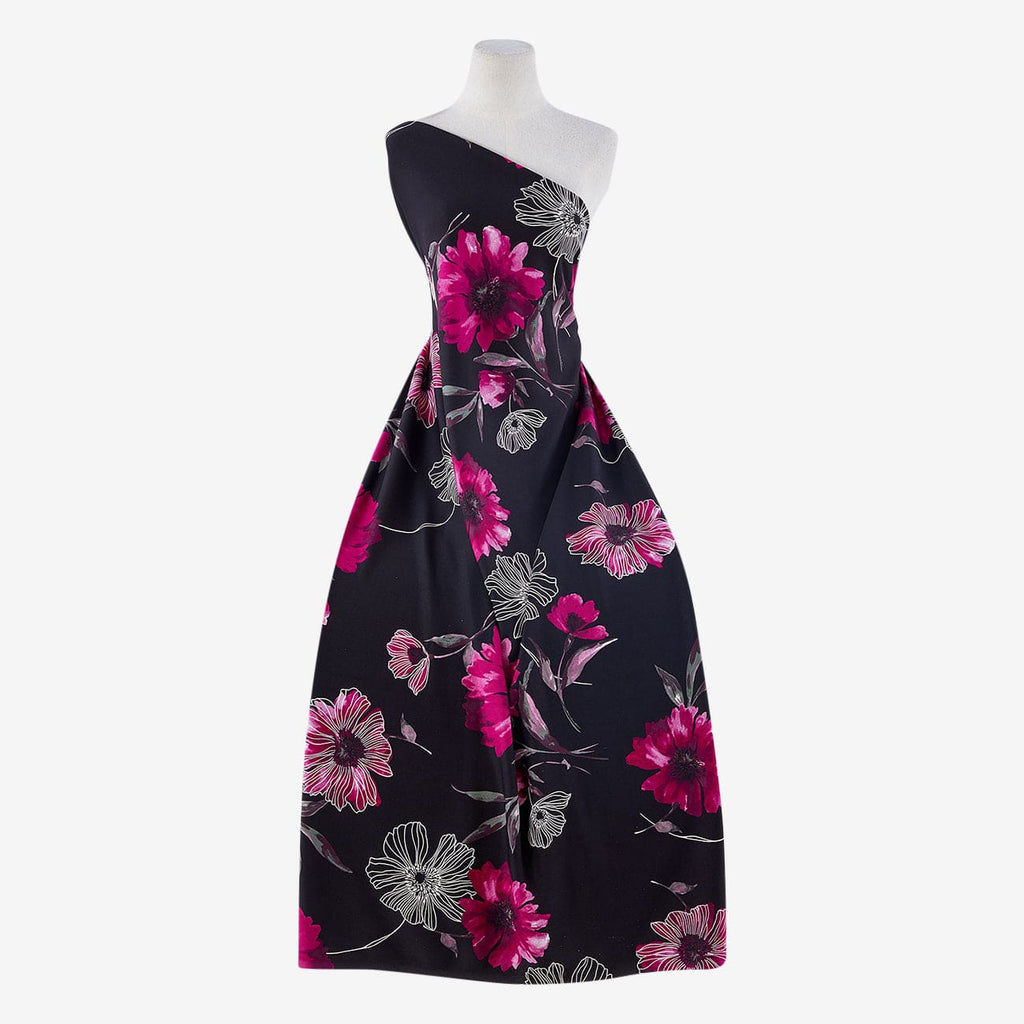 BLACK COMBO | 25020-5466P - ABSTRACT FLORAL PUFF PRINT SCUBA - Zelouf Fabric
