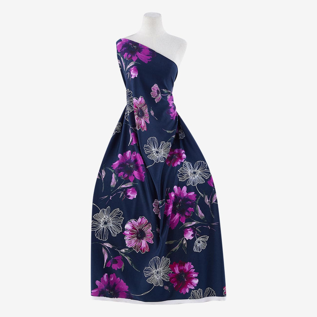 NAVY COMBO | 25020-5466P - ABSTRACT FLORAL PUFF PRINT SCUBA - Zelouf Fabric