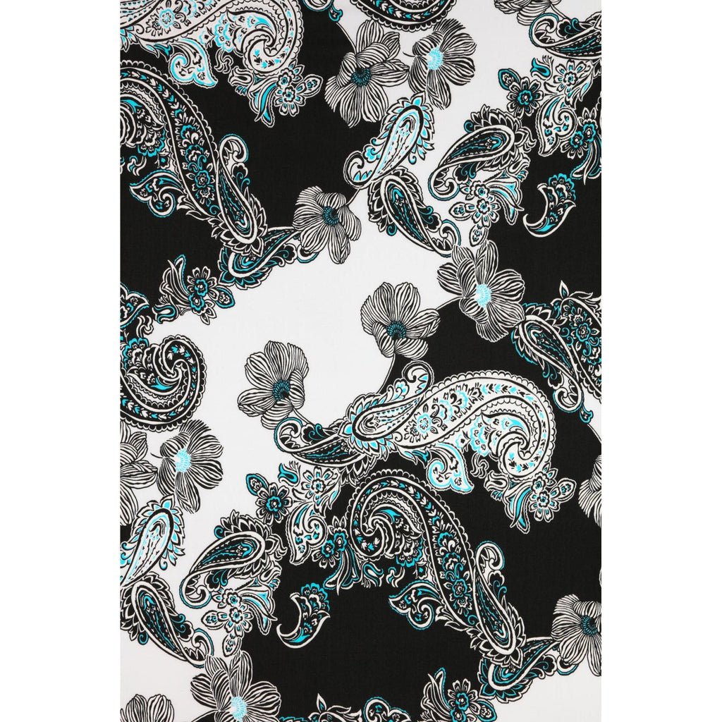 BLACK/TURQUOISE | 25022-1181P - KIKYO PUFF PRINT ITY - Zelouf Fabrics