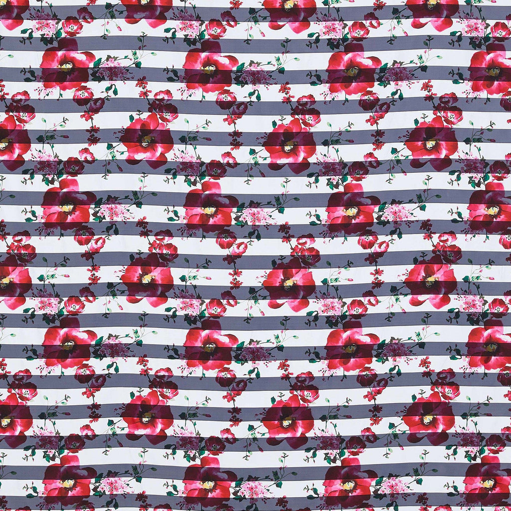 CHERRY BLISS | 25030-G09DP - PIPER ALL OVER PRINT ORGANZA MIKADO STRIPE - Zelouf Fabric