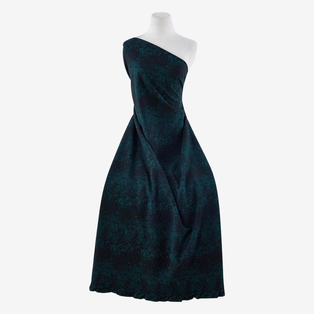 BLACK/HUNTER | 25041 - SAYDA SNAKE SCUBA CREPE JACQUARD - Zelouf Fabrics
