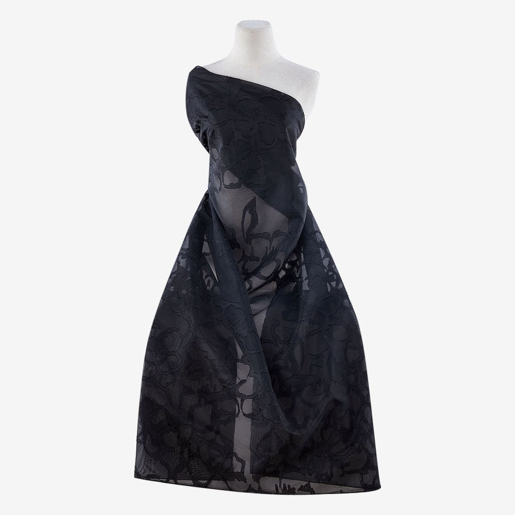 BRESCIA CLIPPED ORGANZA JACQUARD  | 25043 BLACK/BLACK - Zelouf Fabrics
