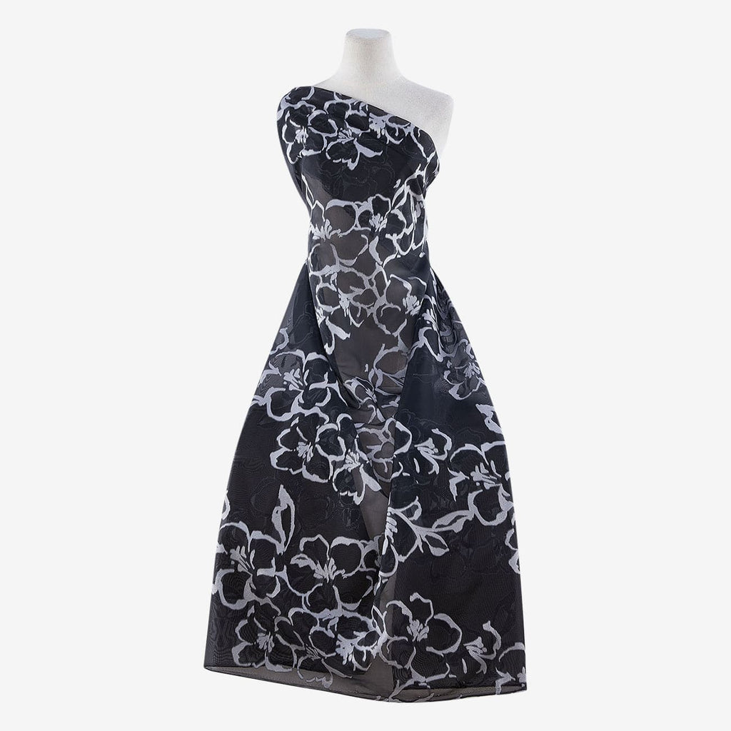 BLACK/SILVER | 25043 - BRESCIA CLIPPED ORGANZA JACQUARD - Zelouf Fabrics