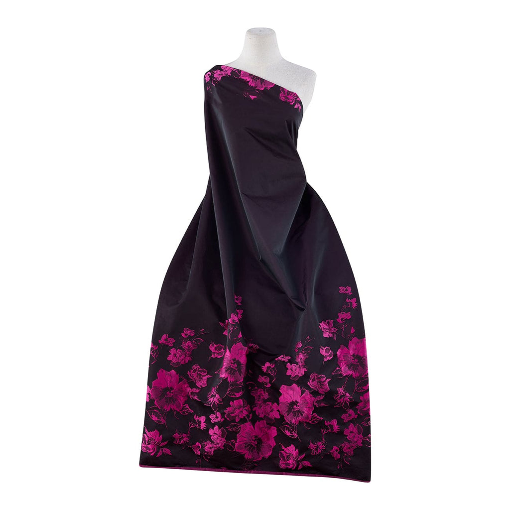 SOCHI FLORAL JACQUARD  | 25047 BLACK/ORCHID - Zelouf Fabrics