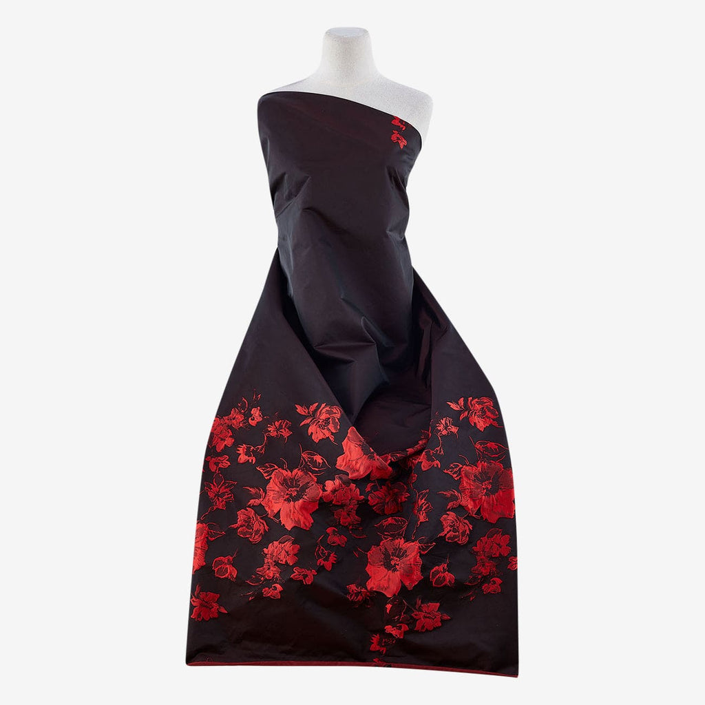 SOCHI FLORAL JACQUARD  | 25047 BLACK/RED - Zelouf Fabrics