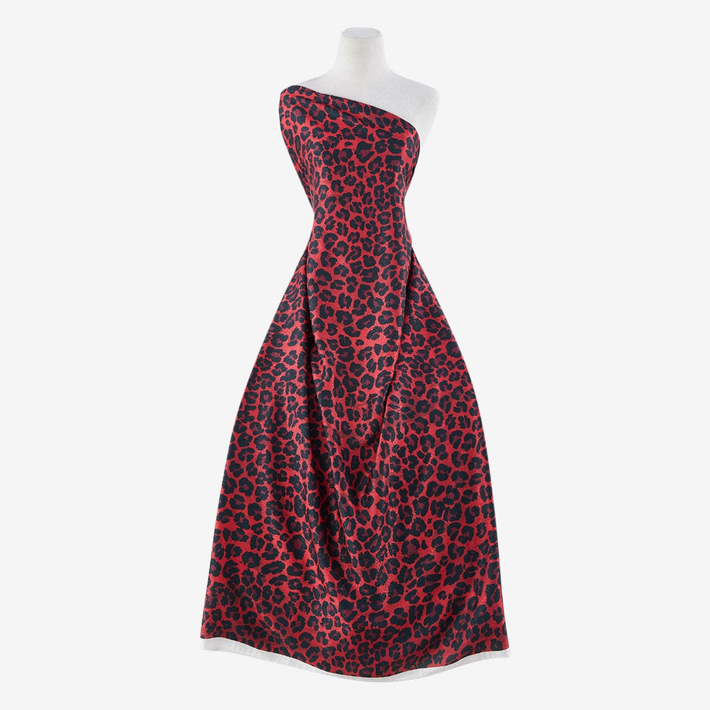 BAE LEOPARD SATIN JACQUARD  | 25049-G06DP RED COMBO - Zelouf Fabrics