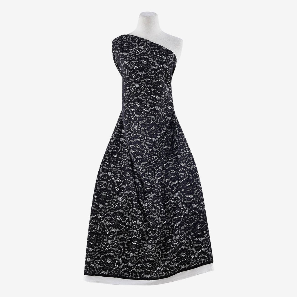 BLACK/SILVER | 25057-BONDGLIT - ARIZONA BONDED GLITTER LACE - Zelouf Fabrics