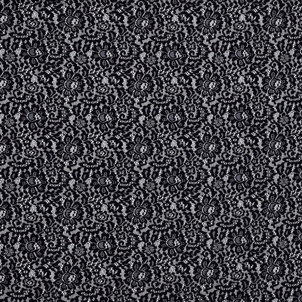 BLACK/SILVER | 25057-BONDGLIT - ARIZONA BONDED GLITTER LACE - Zelouf Fabrics
