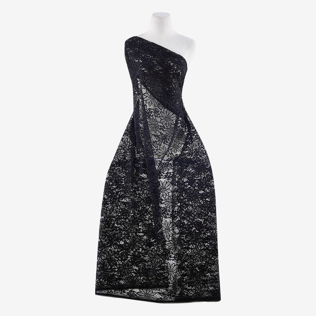 CARLSDALE LACE [1.50 Panel]  | 25059 STEEL/BLACK - Zelouf Fabrics