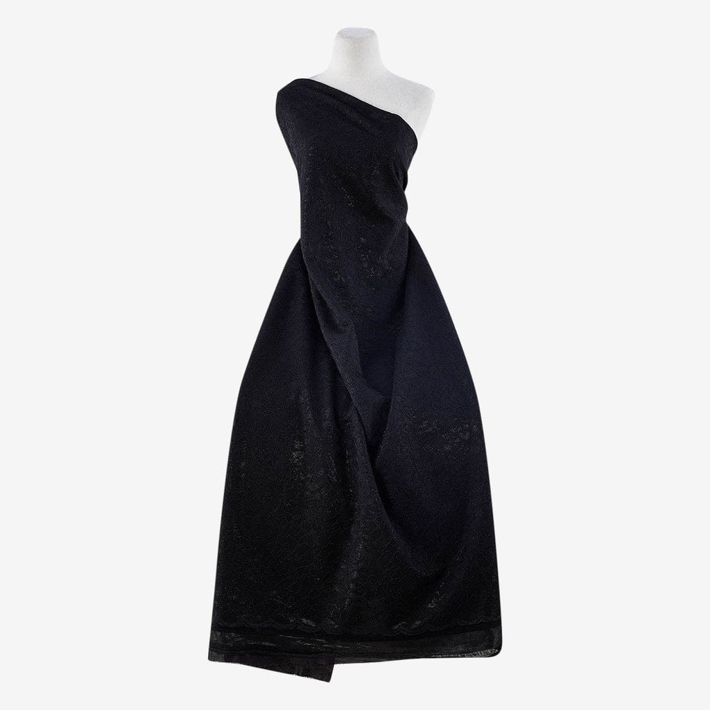 BLACK | 25065 - PUMPED LUREX MESH BONDED LACE - Zelouf Fabrics