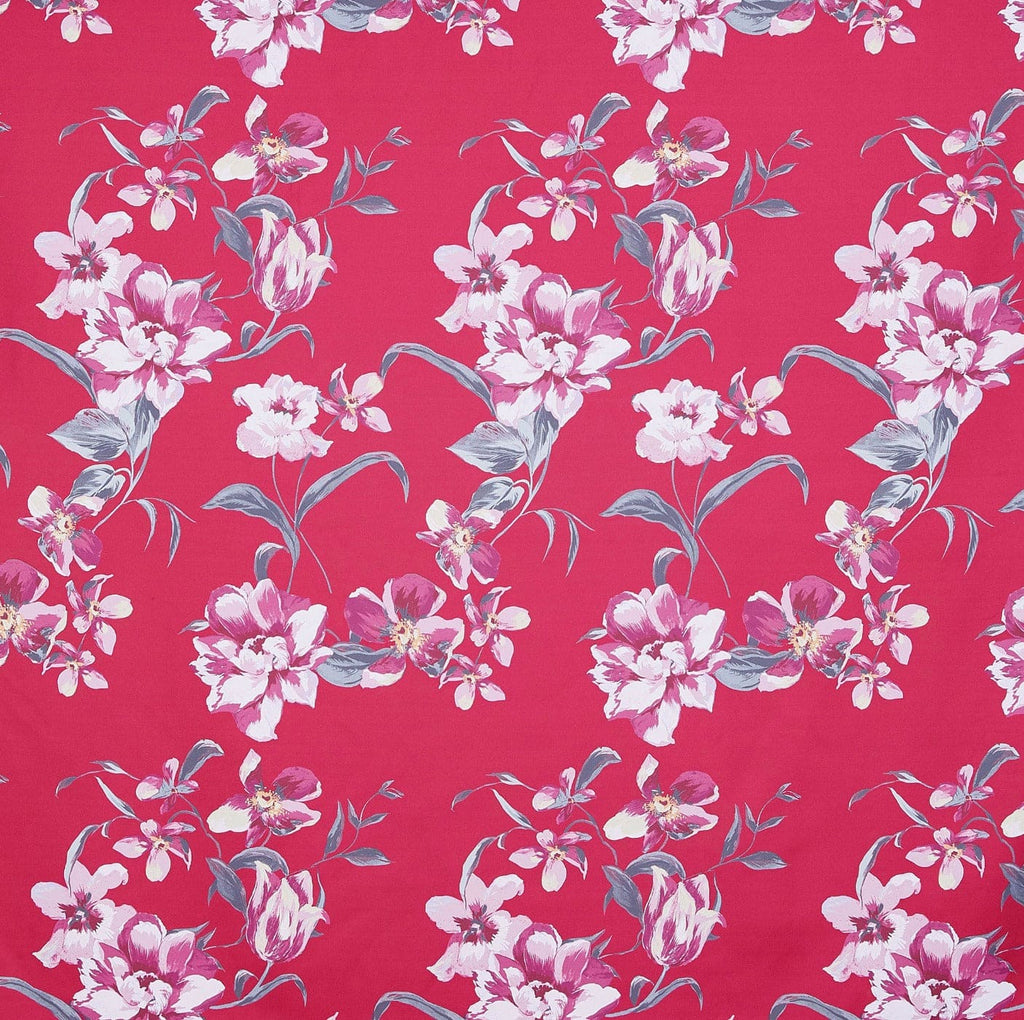 RED/ROSE | 25082-4771DP - SWEET MAPLE FLORAL POLY TWILL - Zelouf Fabrics